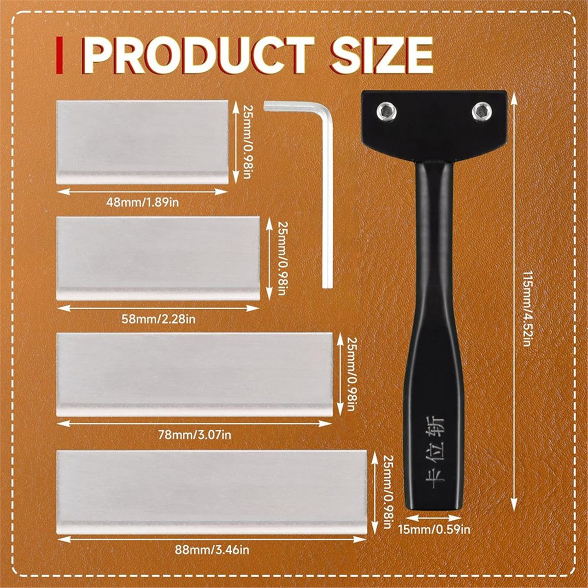 Leatherwork Knife - DT38 Professioneel ledermes van koolstofstaal, duurzaam
