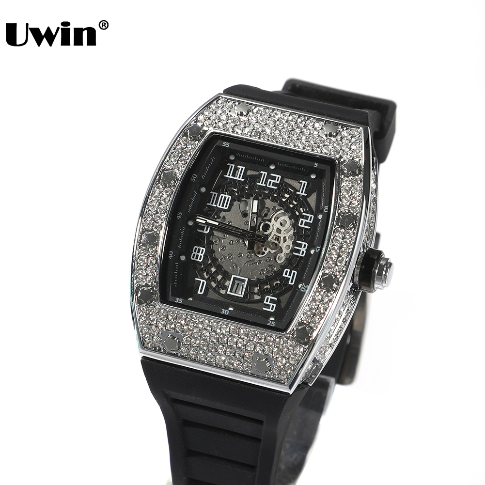 Belt Buckle Blank - Uwin Vierkante Wijzerplaat Horloge Volledige Steentjes
