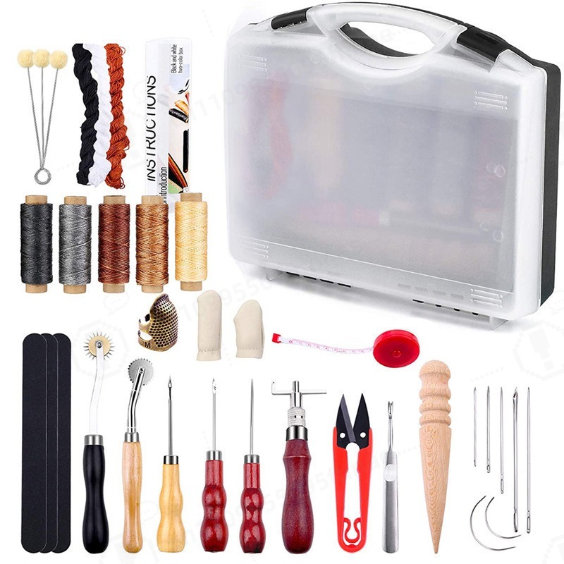 Leatherwork Craft - DIY Lederbewerking Handnaaigereedschapset Basis Lederbewerkingsset Prikijzer