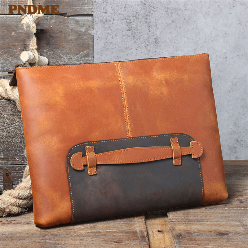 Leatherwork Designs - Vintage handgemaakte lederen heren clutch met
