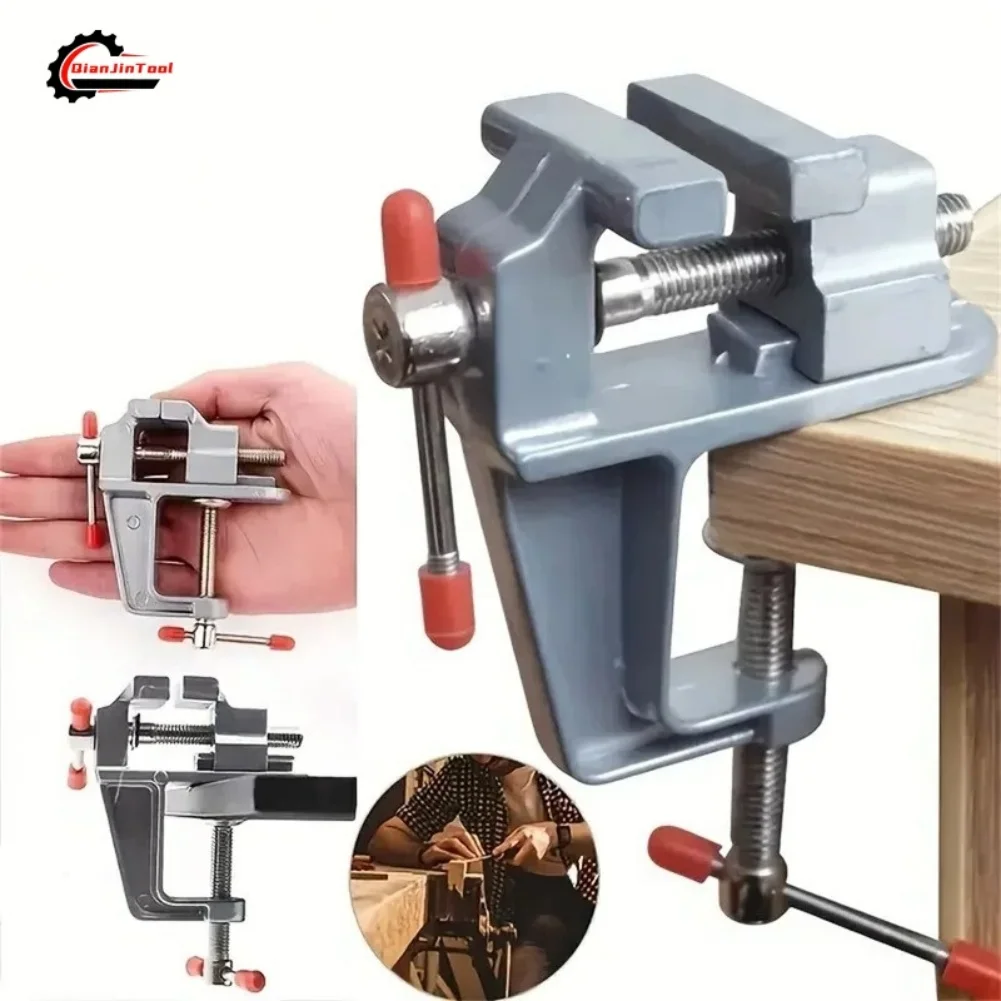 Leatherwork Hobby - Miniatuur tafelklem bankschroef kleine werkbank aluminium