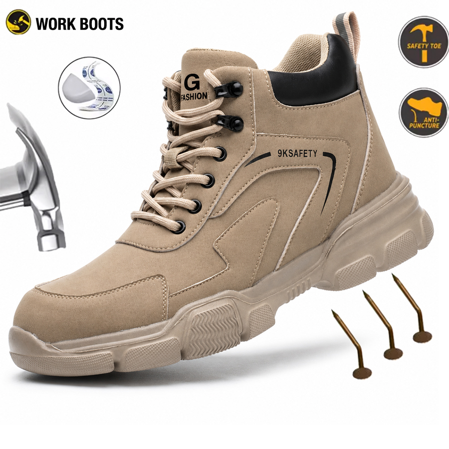 Leather Work Factory - Veiligheidsschoenen voor heren Anti-impact anti-piercing werklaarzen
