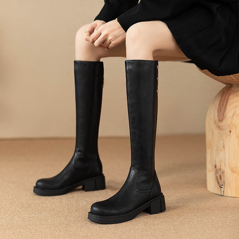 Leatherwork Designs - Herfst Winter Middenhak Dames Kniehoge Schacht