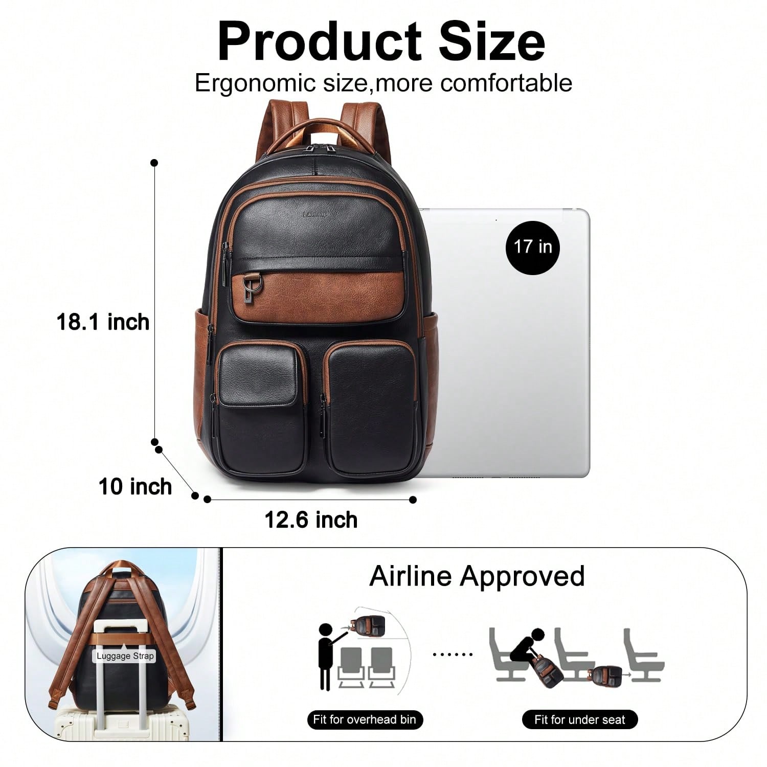 LATMAP Vegan Leer Rugzak Tas V - Leather Work Womens Backpack recensie en prijs