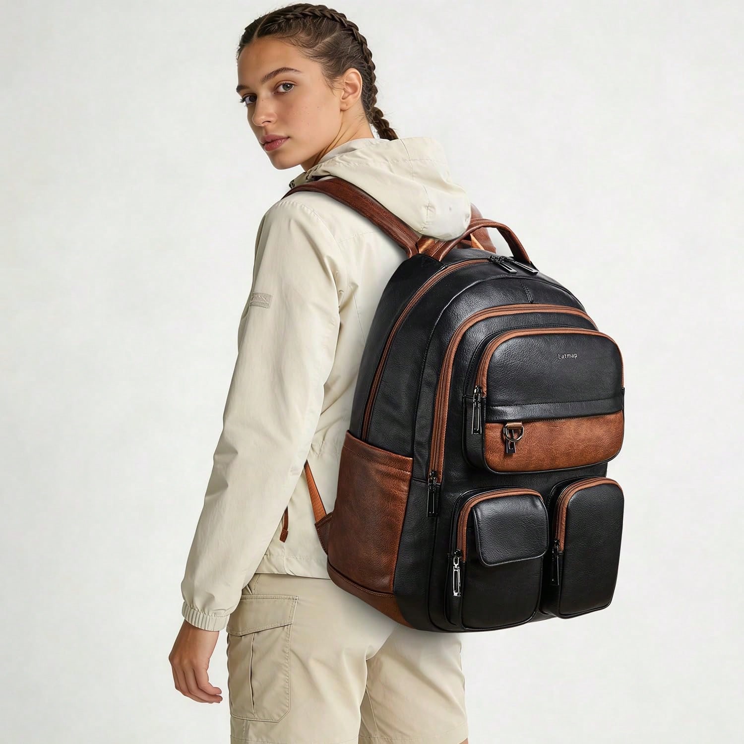 LATMAP Vegan Leer Rugzak Tas V - Leather Work Womens Backpack recensie en prijs