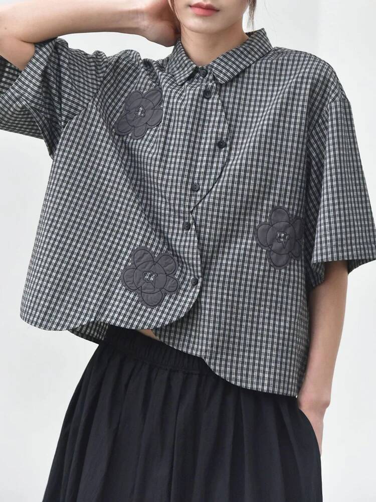 Groene geruite damesblouse met - Leatherwork Flowers recensie en prijs