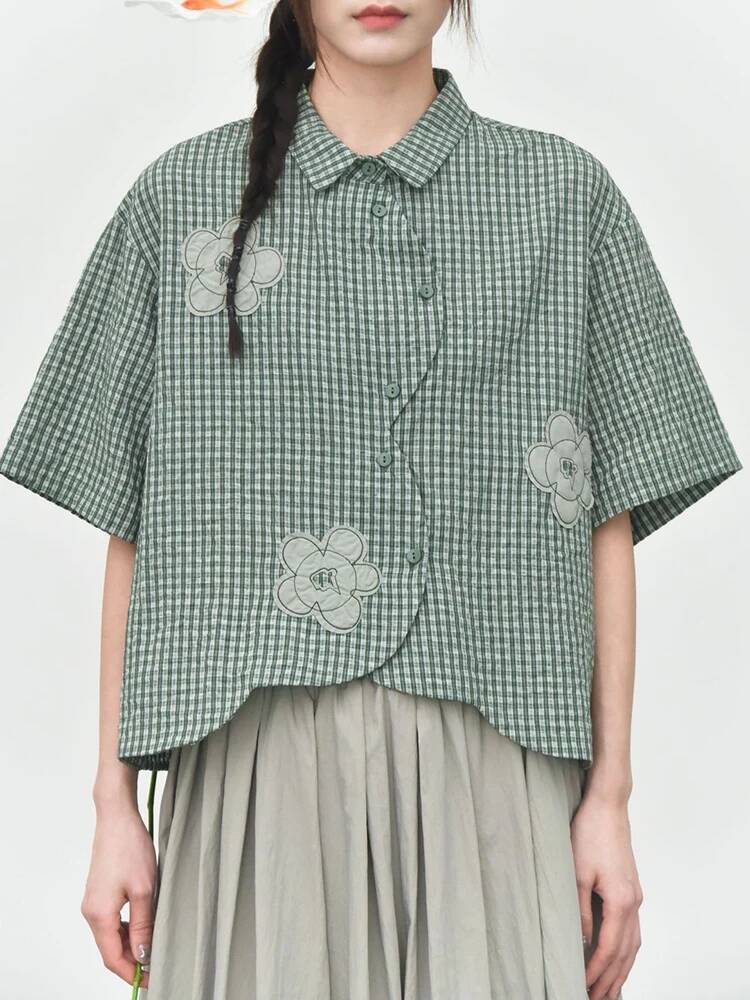 Groene geruite damesblouse met - Leatherwork Flowers recensie en prijs