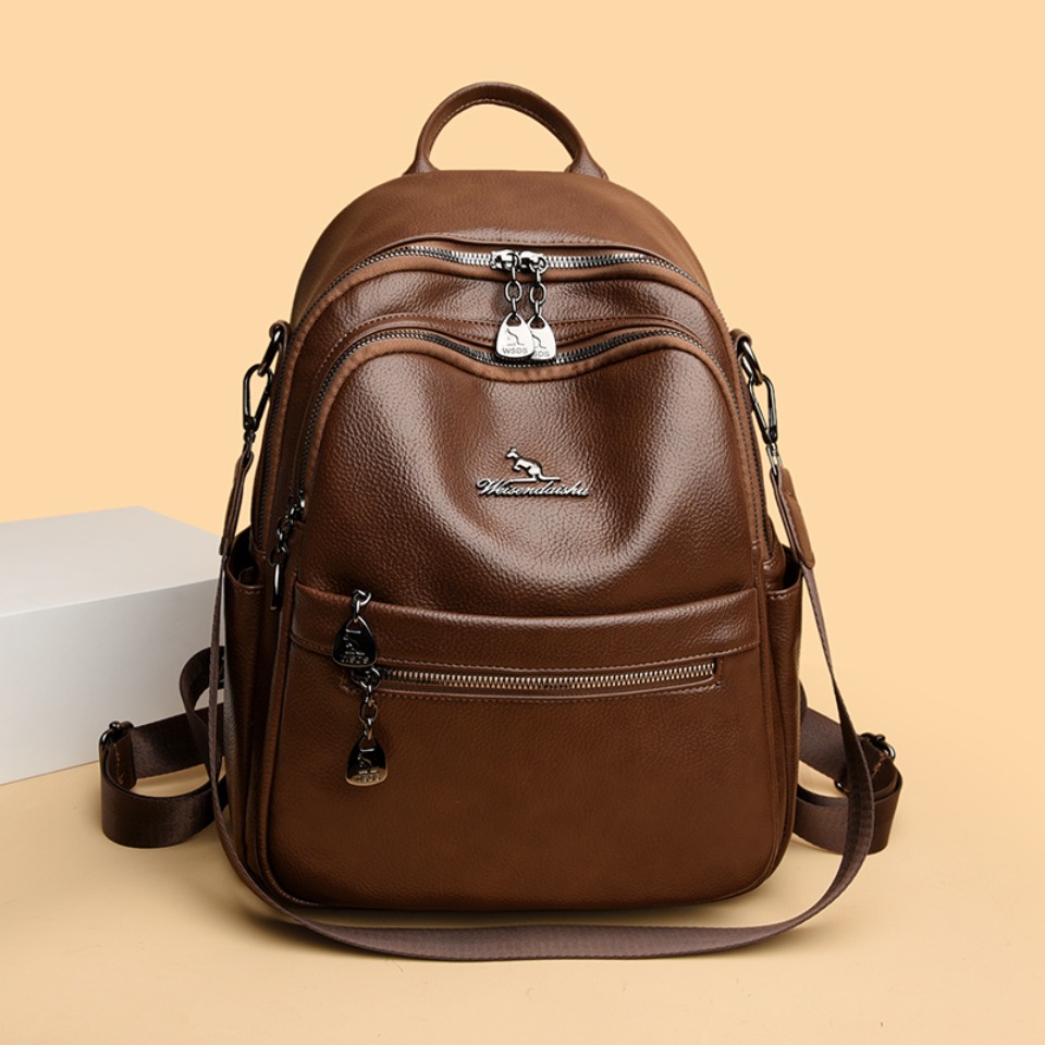Rugzak met kiezellederen textu - Leather Work Womens Backpack recensie en prijs